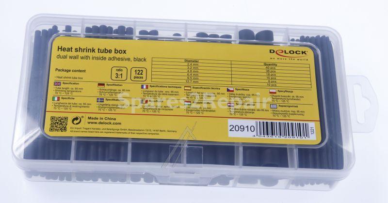 Delock Heat Shrink Tubing - Schrumpfschlauch Sortimentsbox, Doppelwandig Mit Innenkleber, Schrumpfungsrate 3:1, Schwarz 122-teilig