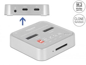 Delock Hard Drive Dockingstation - Dockingstation Fur 1 X M.2 Nvme Ssd + 1 X M.2 Sata Ssd Mit Sd Express (sd 7.1) Card Reader Und Klon Funktion