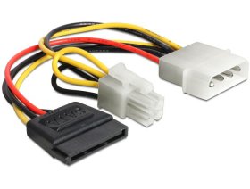 Delock Internal Power Supply Cable - Cable Power Molex 4 Pin Male > Sata 15 Pin Female + P4 Male
