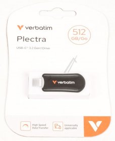 Verbatim Mobile Memory For Computer - 30227 Plectra Usb-c Flash Drive Black 512gb