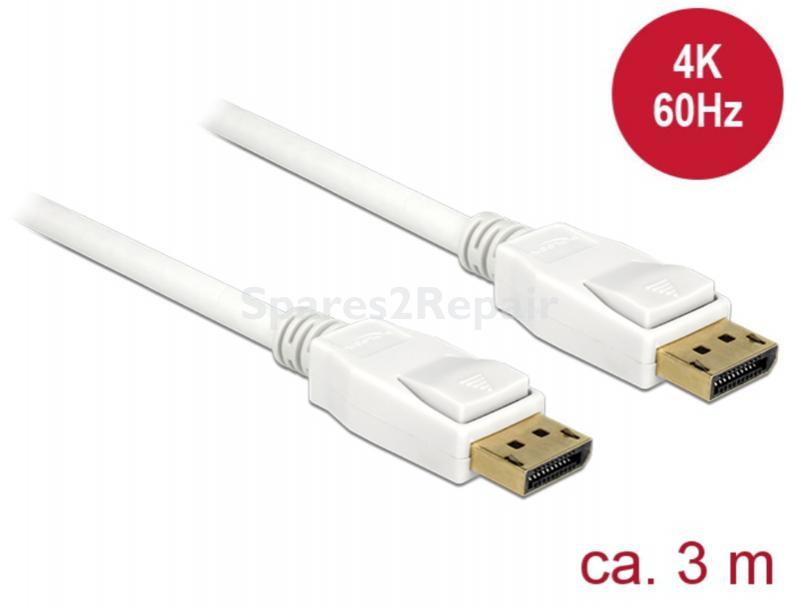 Delock Display Port Connections - 84878 Cable Displayport 1 2 Plug > Displayport Plug 3m White 4k
