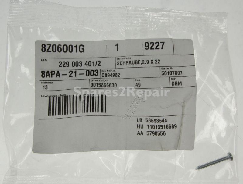Screw - 2290034012 Screw 2 9x22 [Electrolux Aeg]