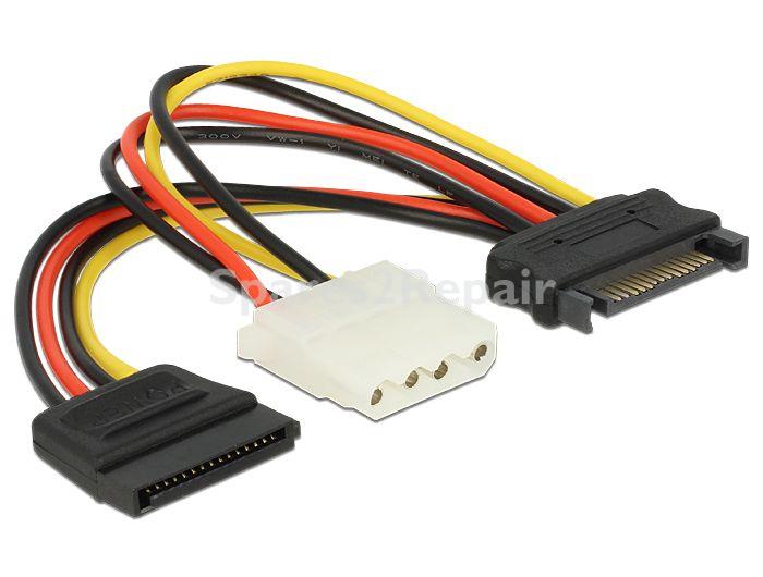 Delock Internal Power Supply Cable - Cable Power Sata 15 Pin Male > Molex 4 Pin Female + Sata 15